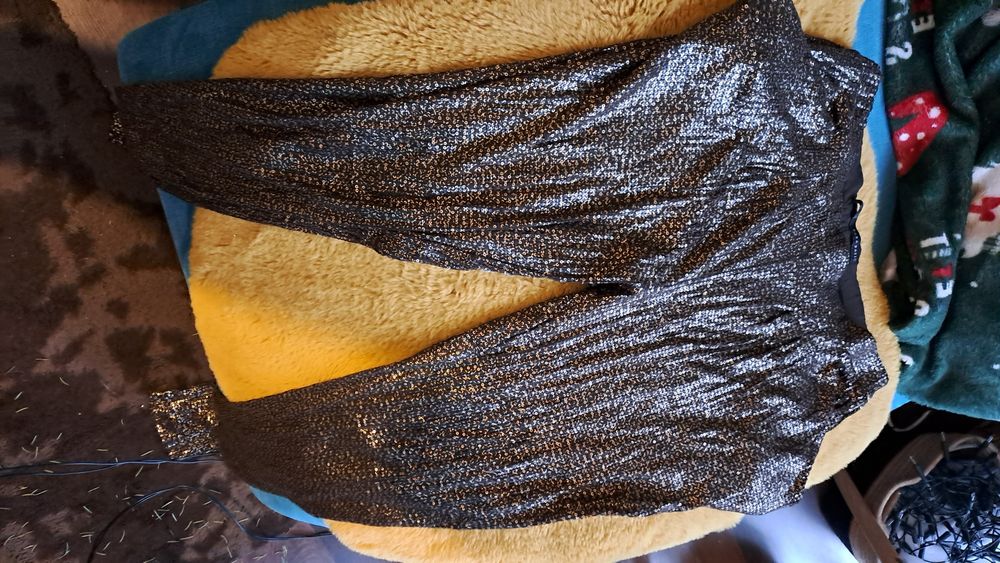 Spodnie haremki brokat cekiny zara basic s/m karnawał