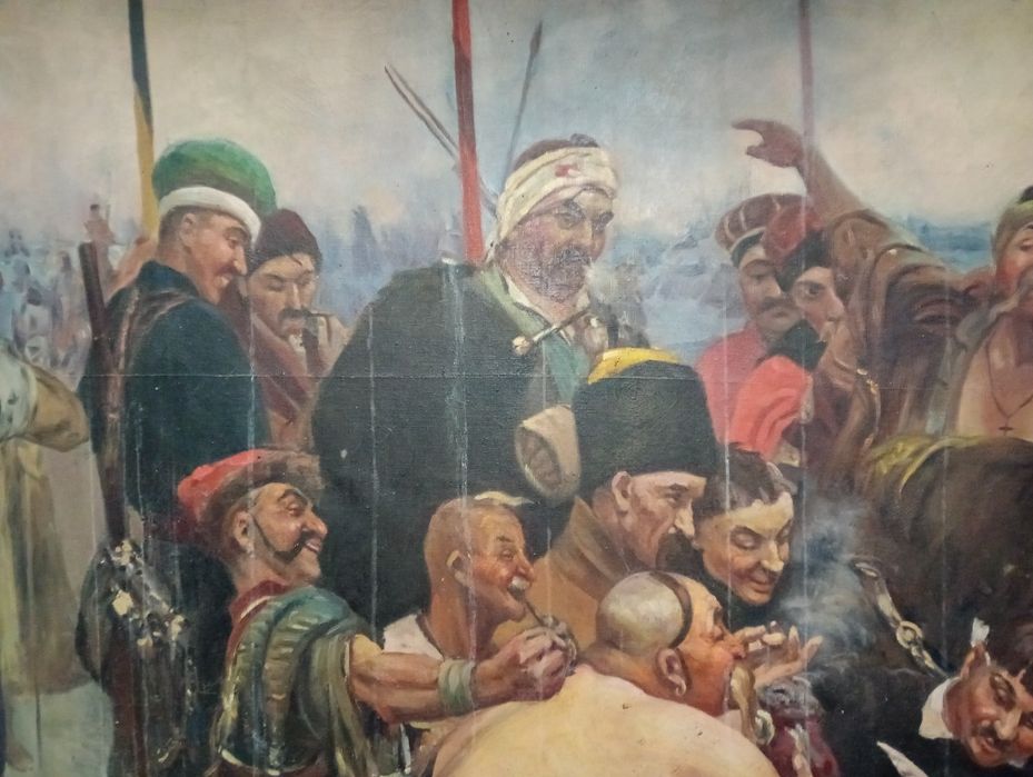 Картина маслом Запорожцы пишут письмо турецкому султану большая.