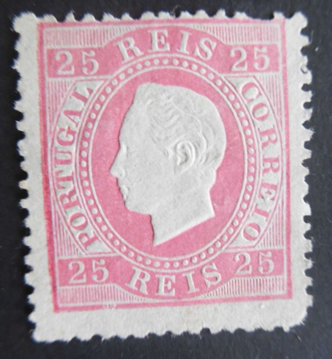 Selos Portugal 1870-Clássico D. Luís 25 reis fita-direita NOVO Af. nº 40