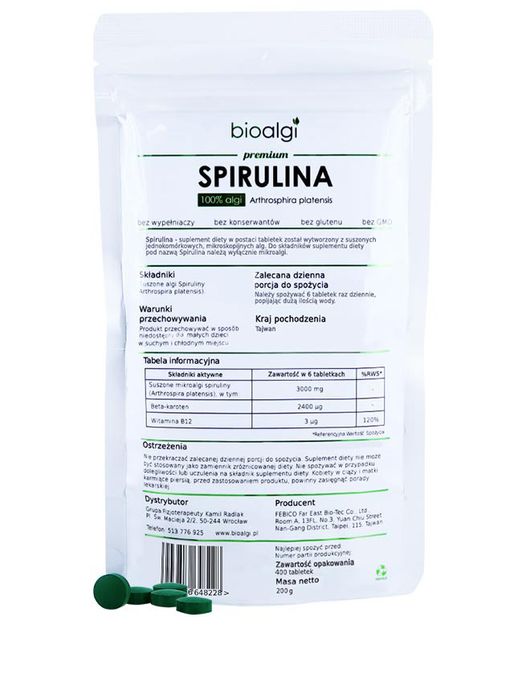 spirulina platensis bioalgi 400 tabletek - suplement diety