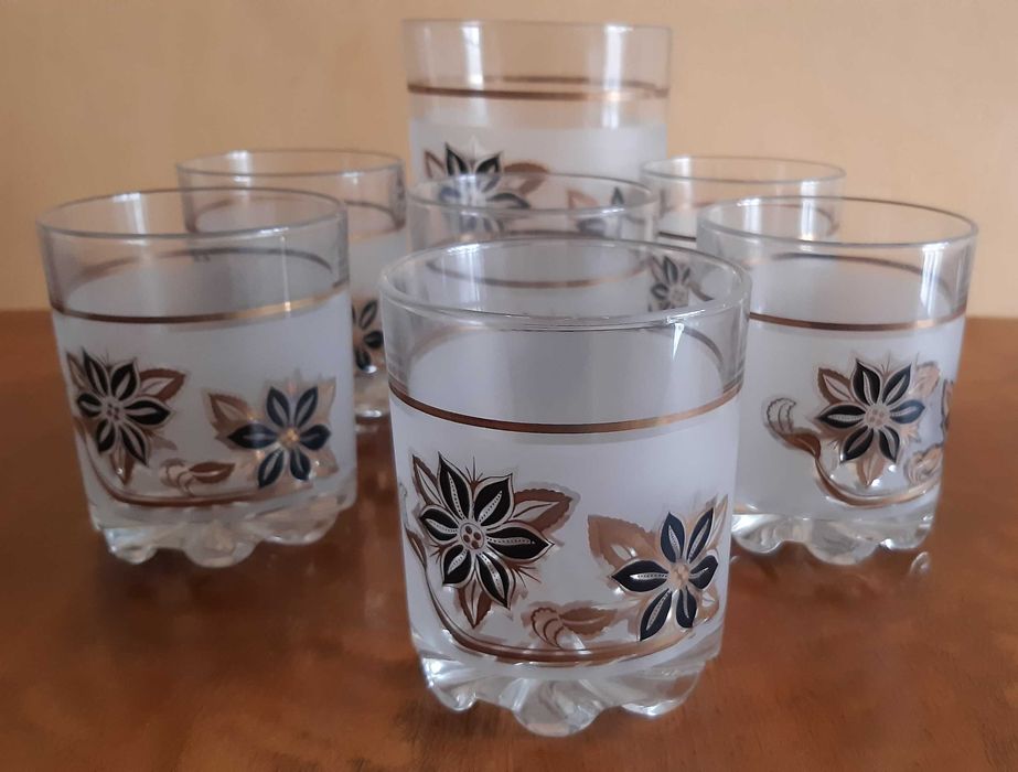 Pełny komplet - szklanki, pojemnik na lód + szczypce - DeValBor Italy