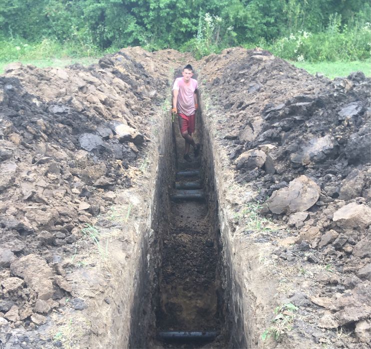 Земляні роботи|Копка траншей|Каналізація|Септик|Вода|Кабель|Фундамент|