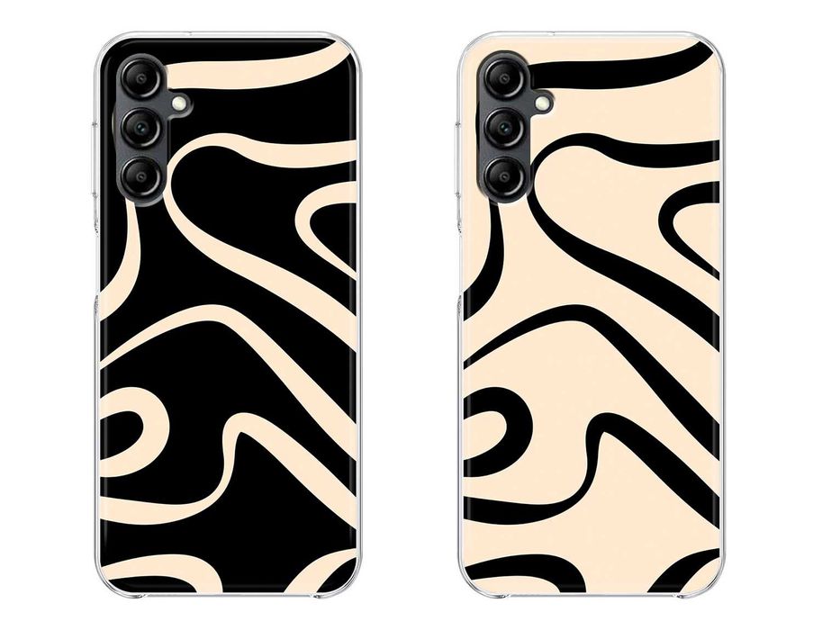 Capas silicone linhas abstratas preto para telemóveis Samsung