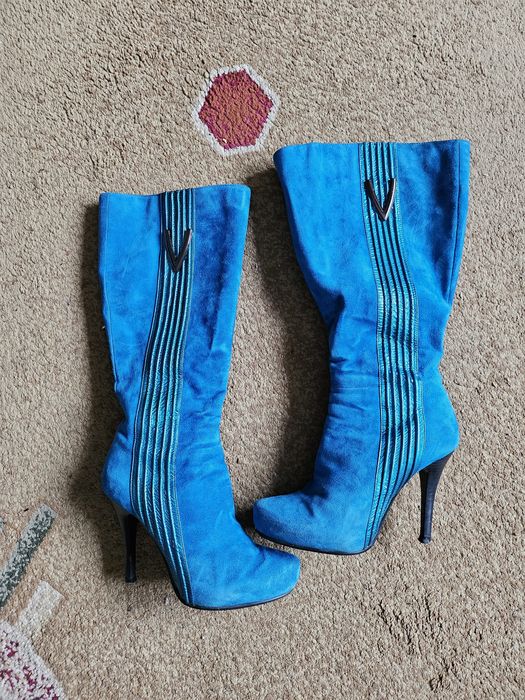 Чоботи замшеві каблук