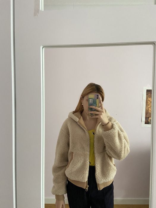 Bershka kurtka z kapturem futerko miś M