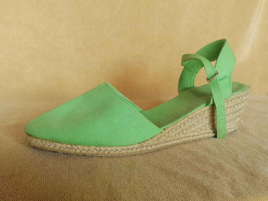Sandały espadryle na koturnie zielone r.41