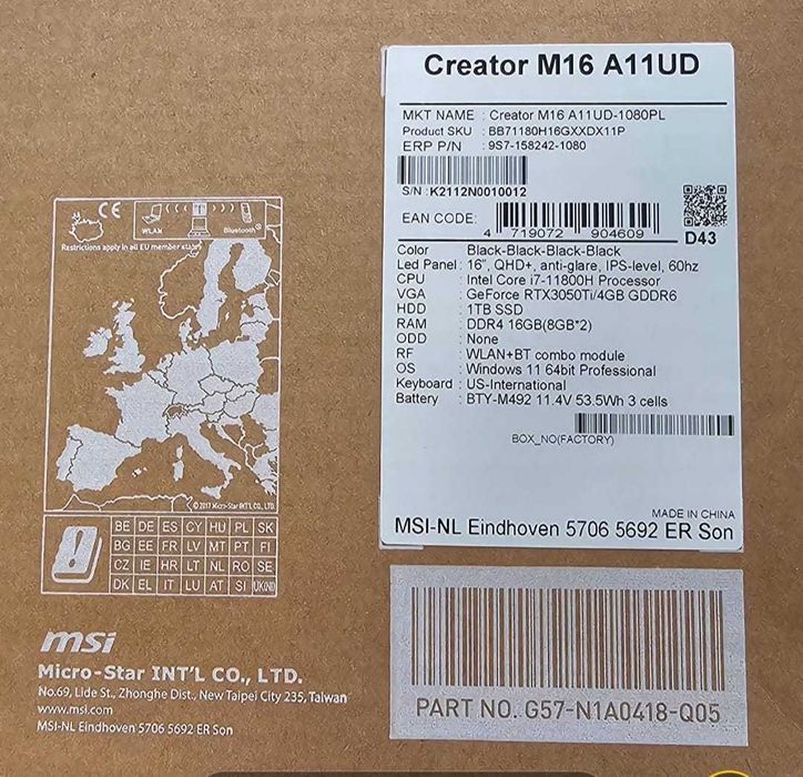 LAPTOP MSI Creator  16 cali gamingowy gwarancja