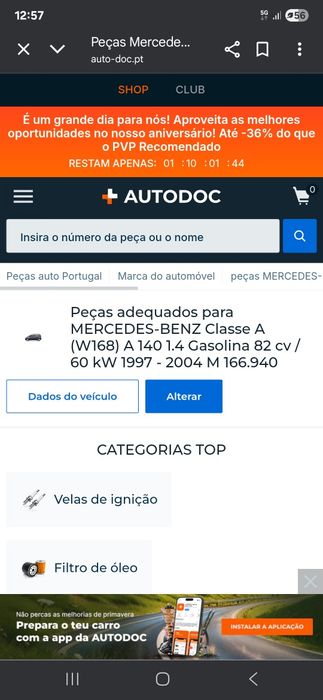 Mercedes A114 1.4 todas as peças
