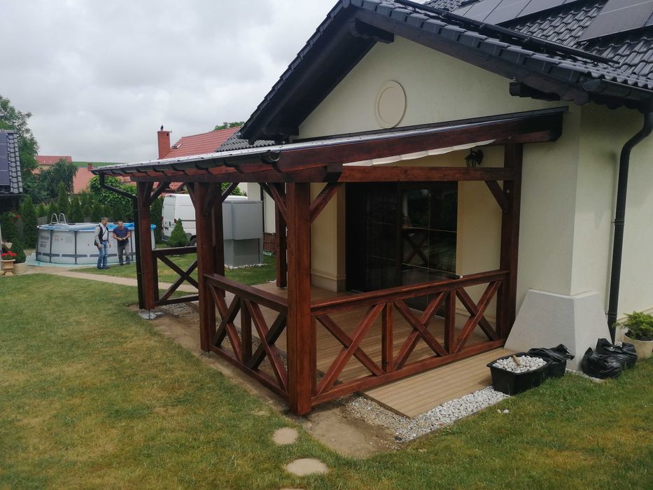 Zadaszenie Tarasu Pergola Szkło Poliwęglan Taras Stolarstwo Ogrodowe