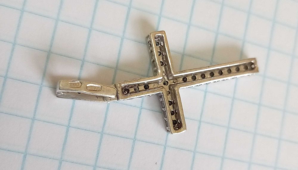 Хрестик кулон підвіска. Срібло 925 проба. З каменями