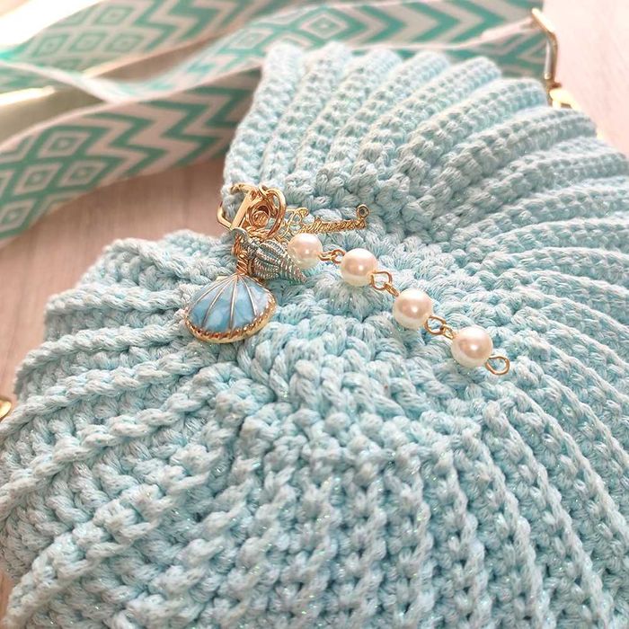 Amonit – torebka muszla bawełniana na szydełku  - rękodzieło