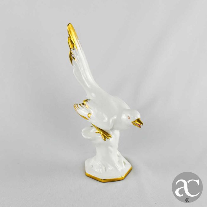 Figura de Melro “Blackbird” porcelana Vista Alegre decoração a dourado