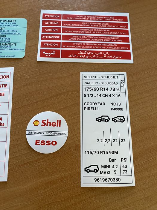 Autocolantes do Cofre do motor Peugeot 106 Xsi e Rallye