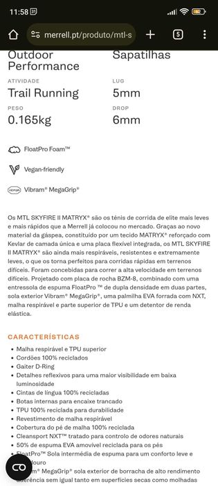 Merrell Mtl Skyfire 2 Matryx  preço final 150€