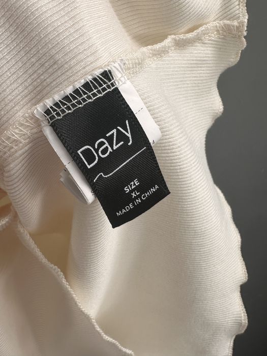 Kremowy longsleeve prążkowany DAZY r. XL | Bluzka henley guziki nowa basic