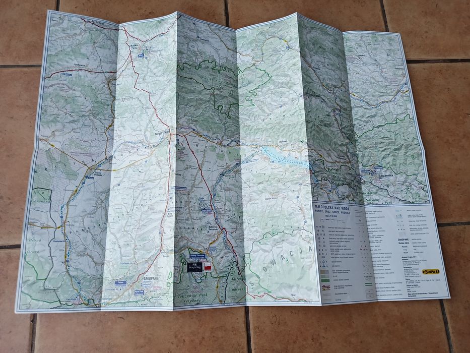 Mapa Pieniny, Spisz, Gorce, Podhale
