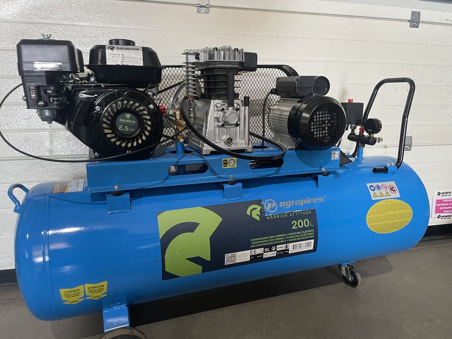 Compressor 200 litros a gasolina e eletrico