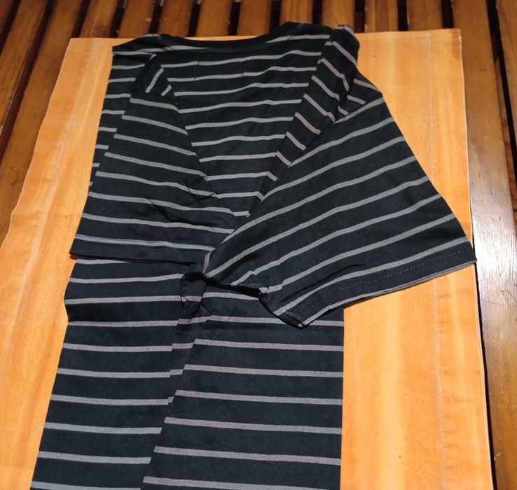 T´Shirt, Preta listada a cinza 100% algodão Tam XXL Springfield - Nova