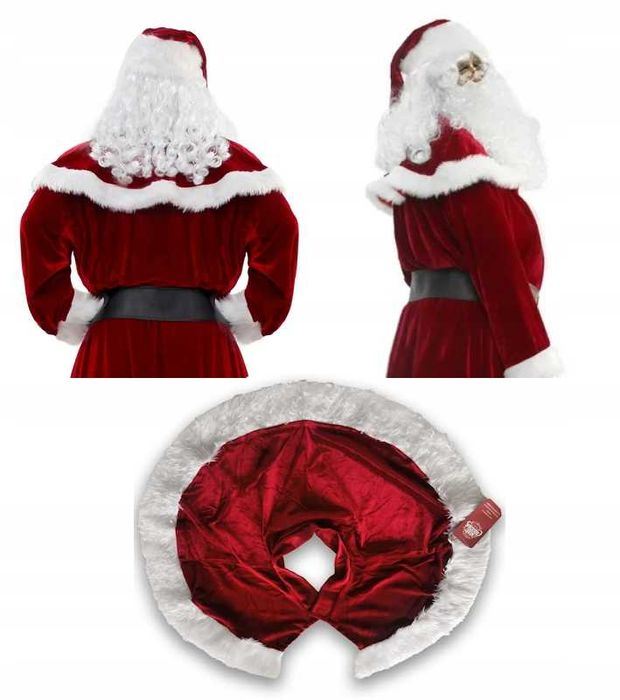 welurowy strój zestaw MIKOŁAJA Burgund L-3XL List + Bieżnik na stół