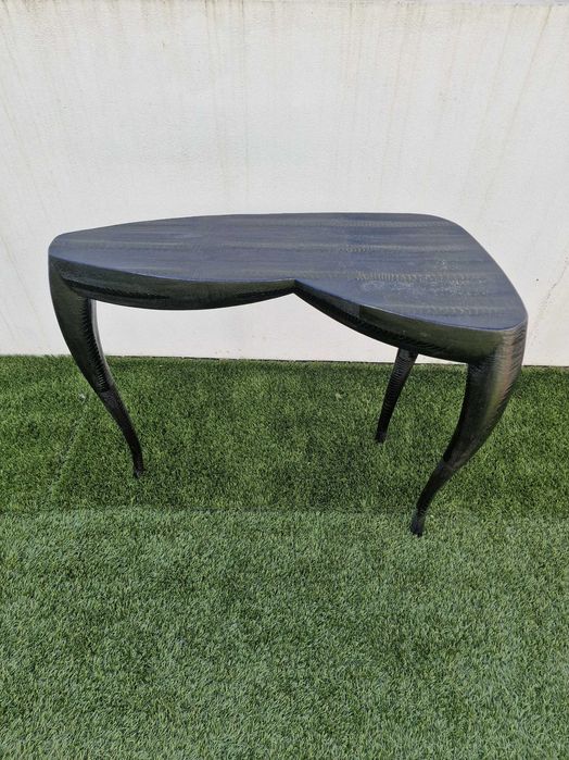 Conjunto mesa e cadeira pele e madeira R&Y Augousti