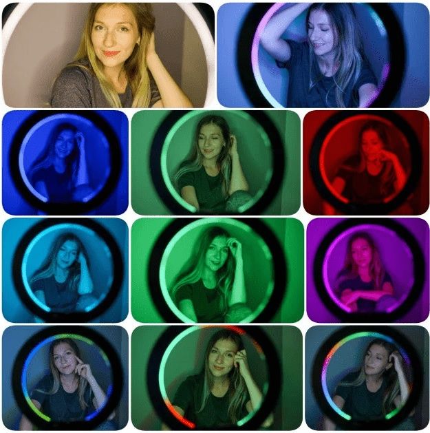 Набор блогера 4в1.Кольцевая лампа 26см RGB,штатив 2м,держатель.