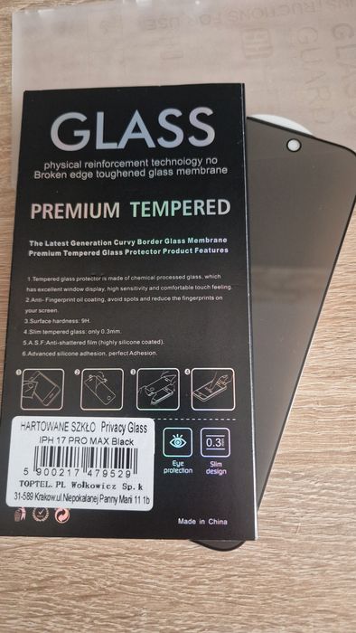 Hartowane szkło Tel Protect Full Glue 6D do Iphone 17 Pro Max