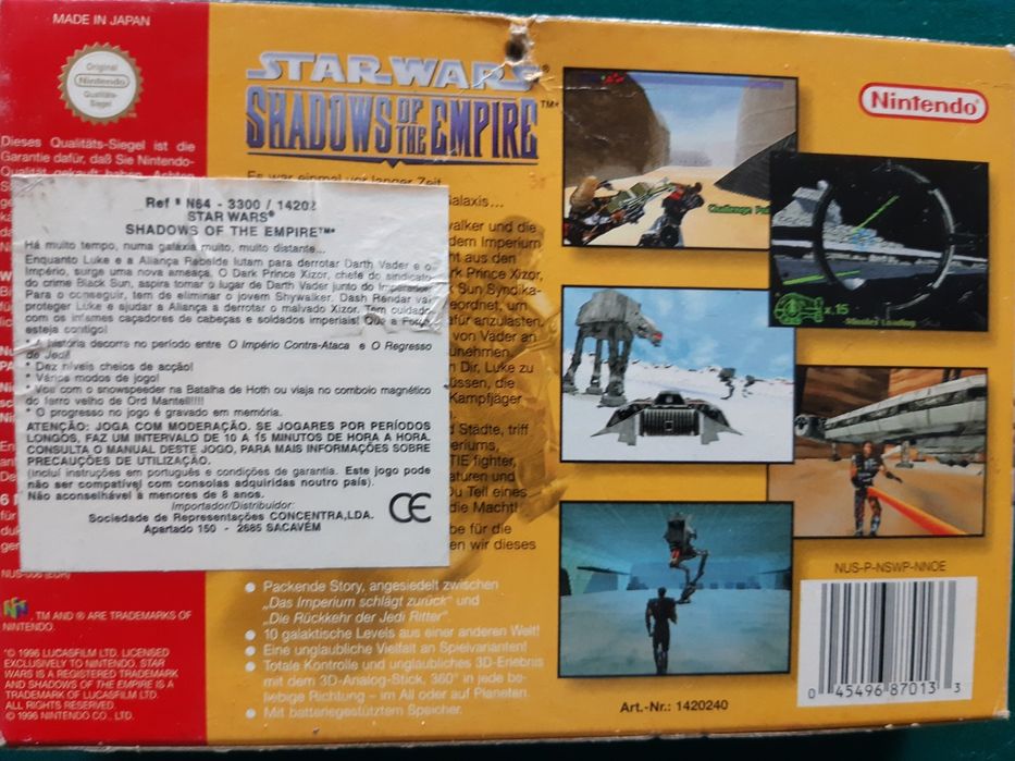 Jogo Nintendo 64 "Star Wars - Shadows Of The Empire"
