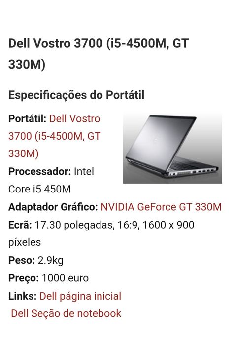 Portátil  dell 3700