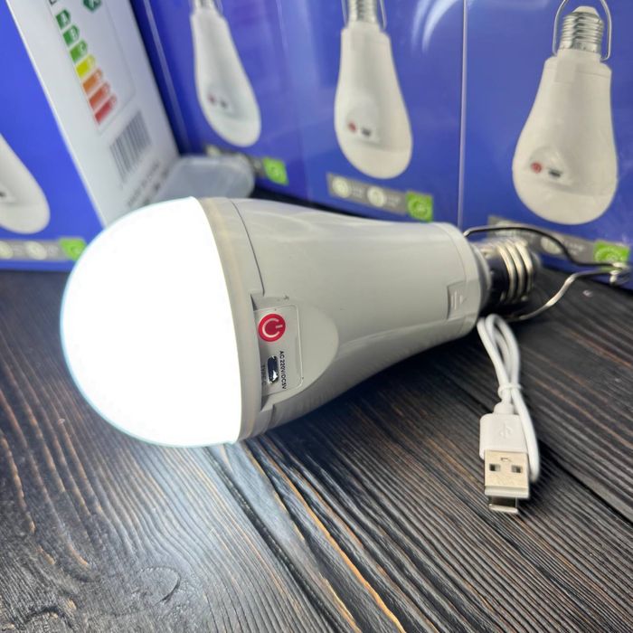 Акумуляторная Лампочка З Тайп Си зарядкою Tipe-C Аварійна 20W 2акб