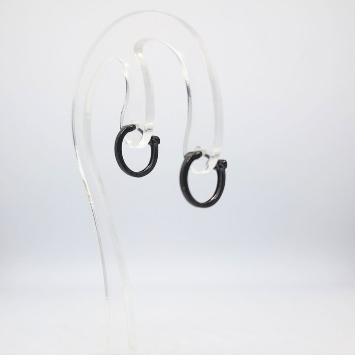 Czarne kolczyki małe kółeczka - Stal chirurgiczna