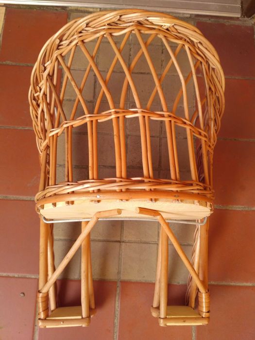 Fotelik na rower dla lalek zabawka dla dzieci wiklina