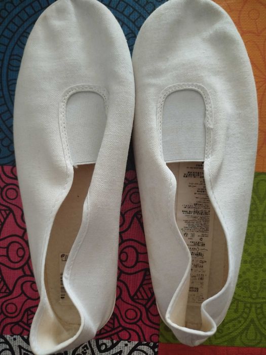 Sapatilhas nº 43 (em branco) para Educação Física: 5,5€.