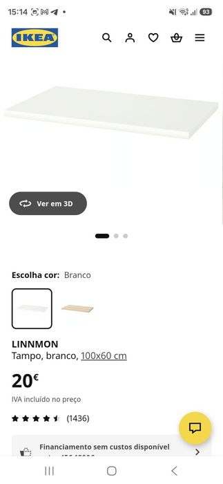 Tampo secretária ikea 1,00x0,60