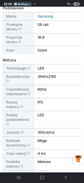 Monitor Samsung 28'' UR55 (LU28R554UQUXZG)