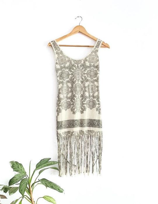 Camisola de Alças com Franjas Estilo Étnico/Hippie T.Único Vintage