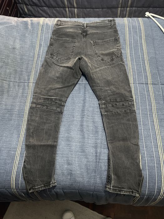 Calças Jeans Pretas Motociclista