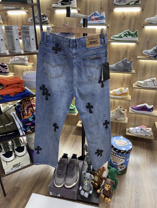 Джинси CHROME HEARTS Chest Blue / Black Logo