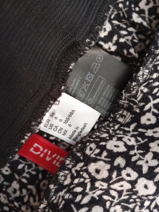 H&M 36r. Długa czarna spódnica maxi w białe kwiatki