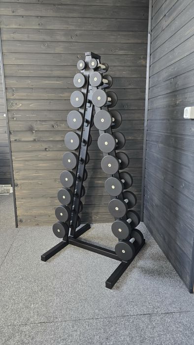 Гантельний ряд BLACK від 1 до 10 кг зі стійкою в комплекті. 110 кг