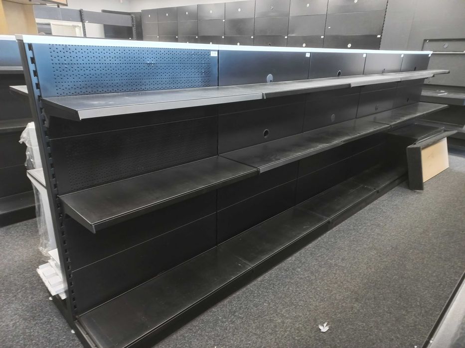 Gondola sklepowa metalowe czarna regały magazynowe dwustronne