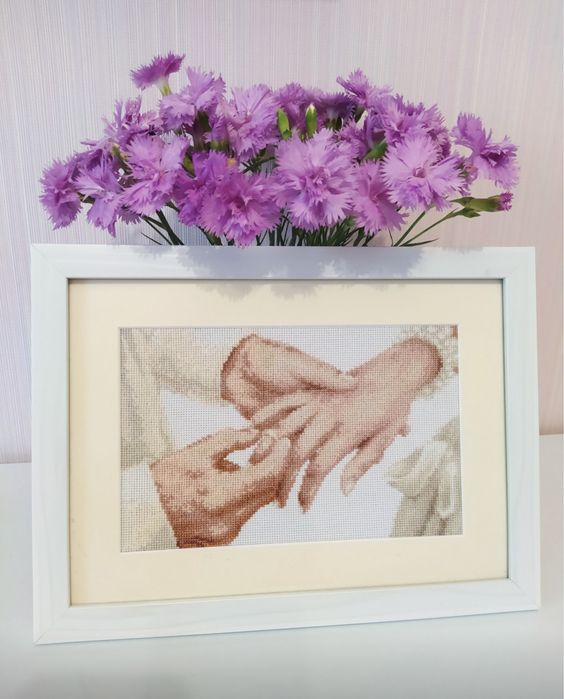 Картина вишита хрестиком. Весільна метрика. Весільний подарунок