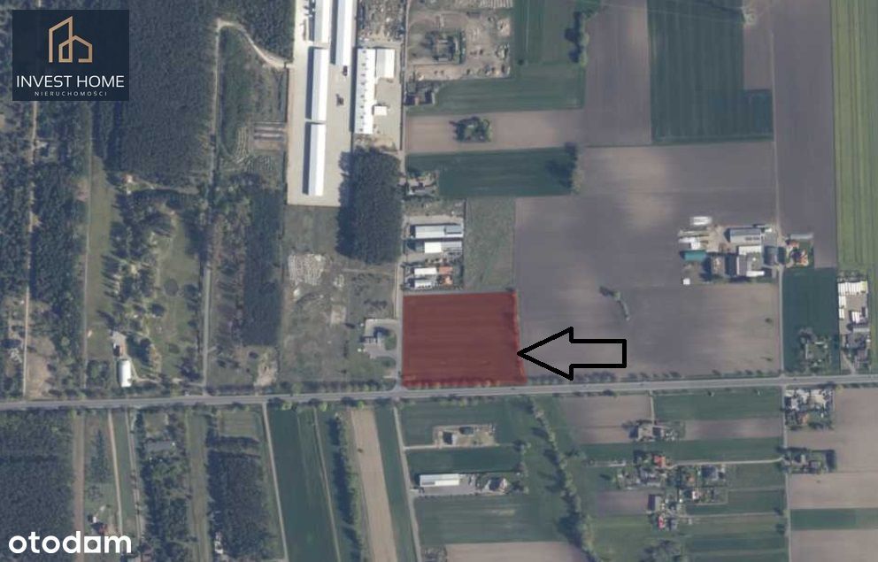 Działka inwestycyjna 2,09 ha przy DK92 – Kawnice