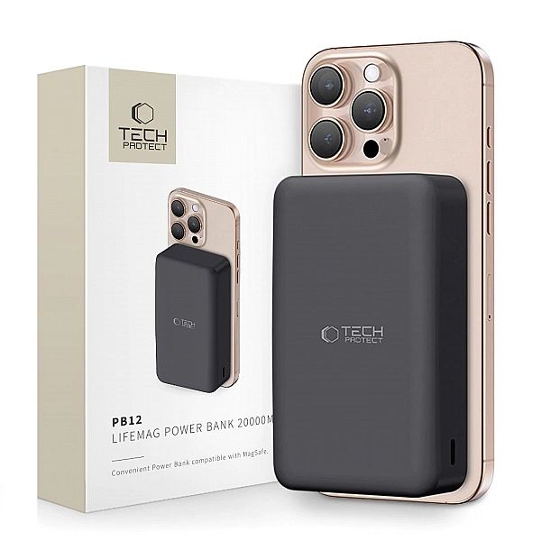 Tech-Protect Pb12 Lifemag Magsafe Power Bank 20000Mah Black