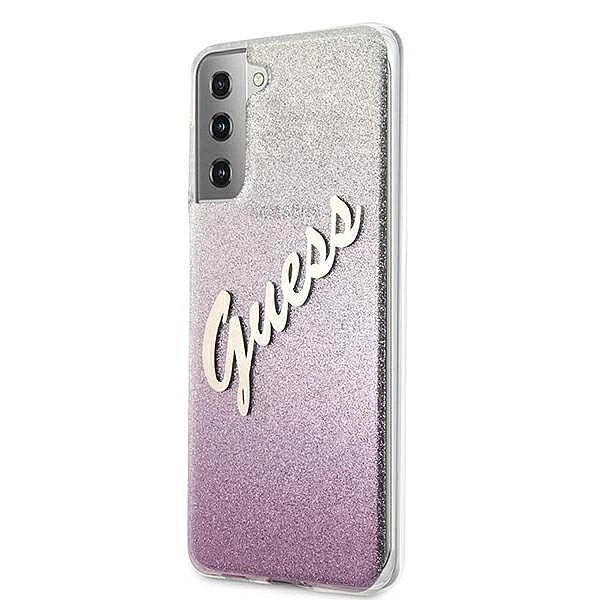 Etui Guess Glitter Gradient Script na Samsung Galaxy S21+ - różowe