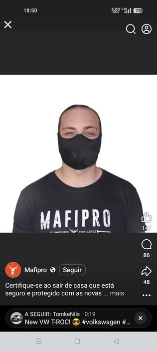 Mascara reutilizável com filtro de carvão activo.