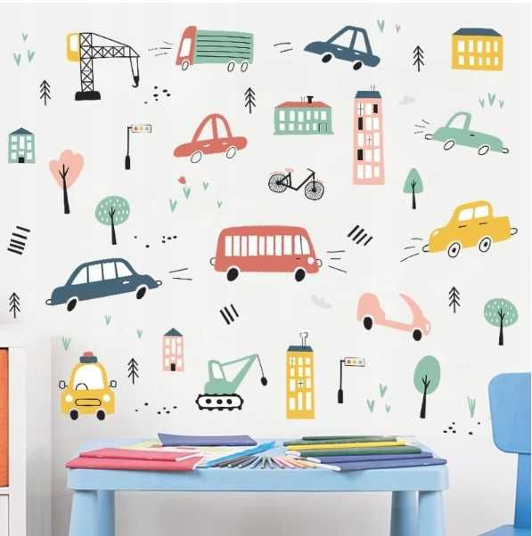 Naklejka ścienna ilustrowane samochody a'la Pucio