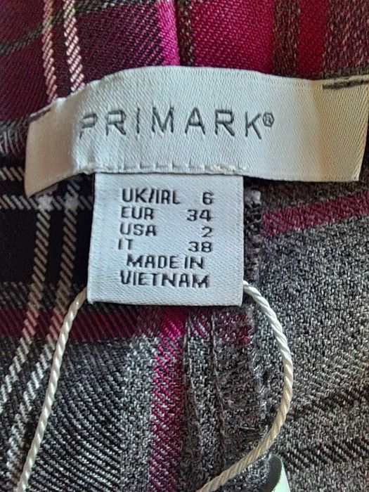 Calças Senhora Primark Xadrez Rosa/Cinzento (Tam. 34 / XS) – Novas