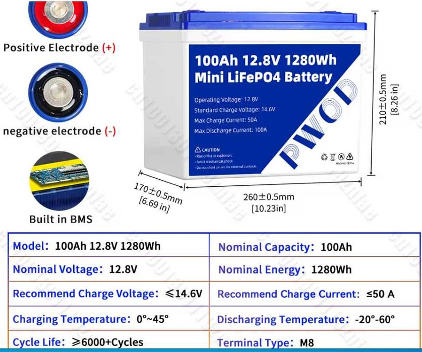 Акумулятор LiFePO4 12.8V/100AH