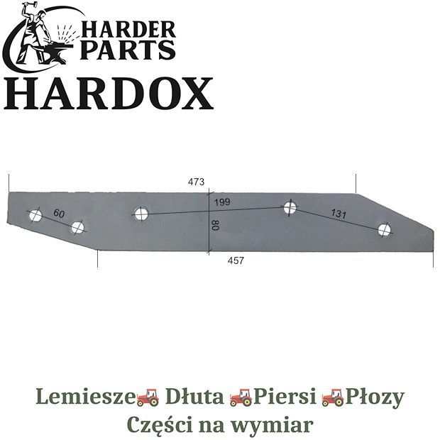 Płoza długa Rabewerk HARDOX 2708.0703 części pługa 2Xlepsze niż Borowe