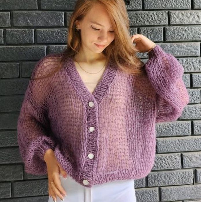 Кардиган из кидмохера - ручная работа